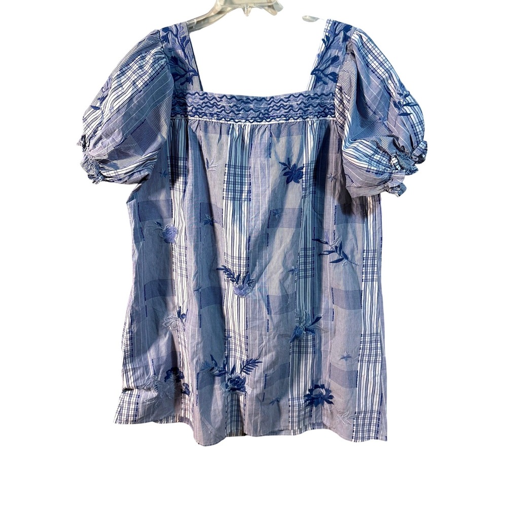 JOHNNY WAS Workshop XL Marbella Square‎ Neck Park Dress Floral Embroidered Boho